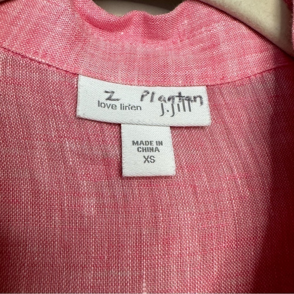 J. Jill Love Linen Essential Shirt Pink Long Sleeve Button Down Collar Shirt XS - Picture 4 of 6